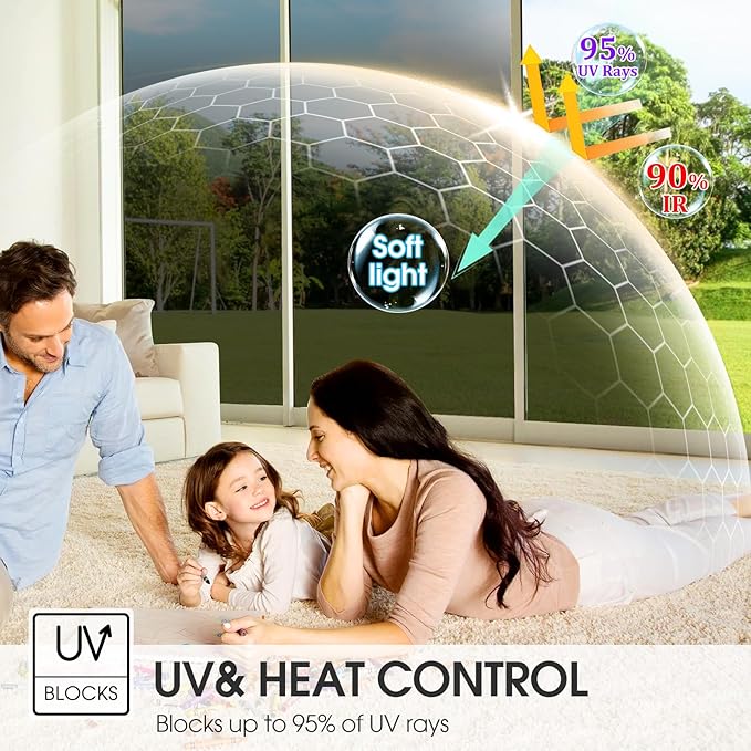 Window Film Privacy One Way Window Tint for Home Reflective See Out not in Light Heat Blocking for Doors and Windows(Black 17.5X78.7)