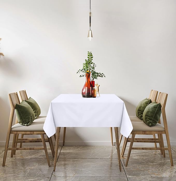 Utopia Kitchen Square Table Cloth 2 Pack (54x54 Inches, White), Tablecloth Machine Washable, Polyester Table Cover for Dining, Buffet Parties, Picnics, Events, Weddings and Restaurants