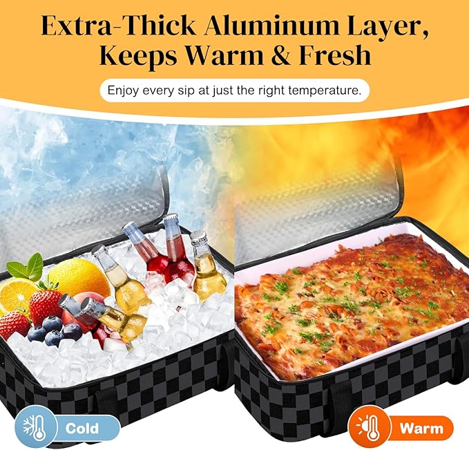 Coobiiya Insulated Casserole Carrier – Portable Tote for Hot or Cold Food, Warmer & Cooler Bag Lunch Bag, Fits 9" x 13" Baking Dish, Ideal for Potluck Parties