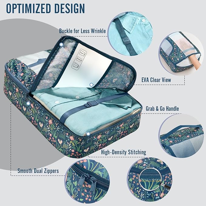 Veken 8 Set Packing Cubes for Travel Essentials, Suitcase Organizer Bags in 4 Sizes, Carry-On Luggage Accessories with Large Laundry & Hanging Toiletry Bag, Must-Have for Airplane, Road Trip & Camping