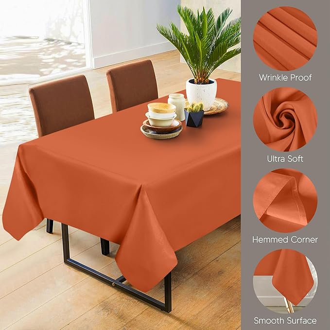 Utopia Kitchen Rectangle Table Cloth 2 Pack (60x84 Inches, Orange), Machine Washable Polyester Table Cover for Dining, Buffet Parties, Picnics, Events, Weddings and Restaurants