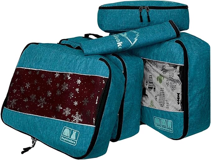 5 Set Packing Cubes for Travel Large Suitcase Luggage Organizer Bags Travel Accessories Vacation 4 Cubes 1 Laundry Pouch Bag