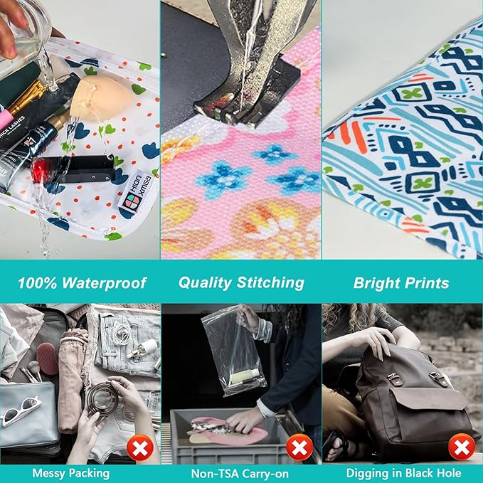 TSA Approved Toiletry Bag, Set of 3 Clear Travel Toiletry Bag Quart Size Zipper Travel Pouch, Waterproof Makeup Cosmetic Bag for Women Men Kids Toiletries Carry on, Plus