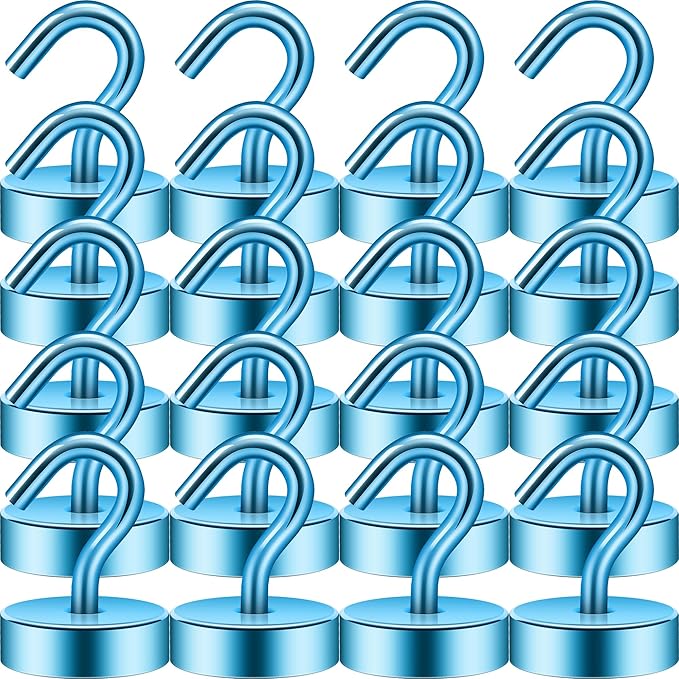 Neosmuk Magnetic Hooks, Cruise Ship Essentials, 40lb+ Heavy Duty Magnetic Hooks for Cruise Cabins, Refrigerator, Grill, Hanging, and Travel | Extra Strong Must-Haves Magnet Hook,RoyalBlue,Pack of 20
