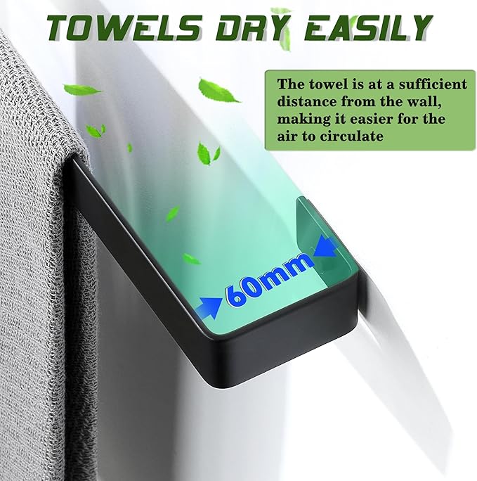 Alise Hand Towel Holder Black Towel Bar for Bathroom Wall Mount,SUS304 Stainless Steel Towel Rack for Bathroom and Lavatory,Kitchen,8'' Bath Towel Hanger Towel Rail