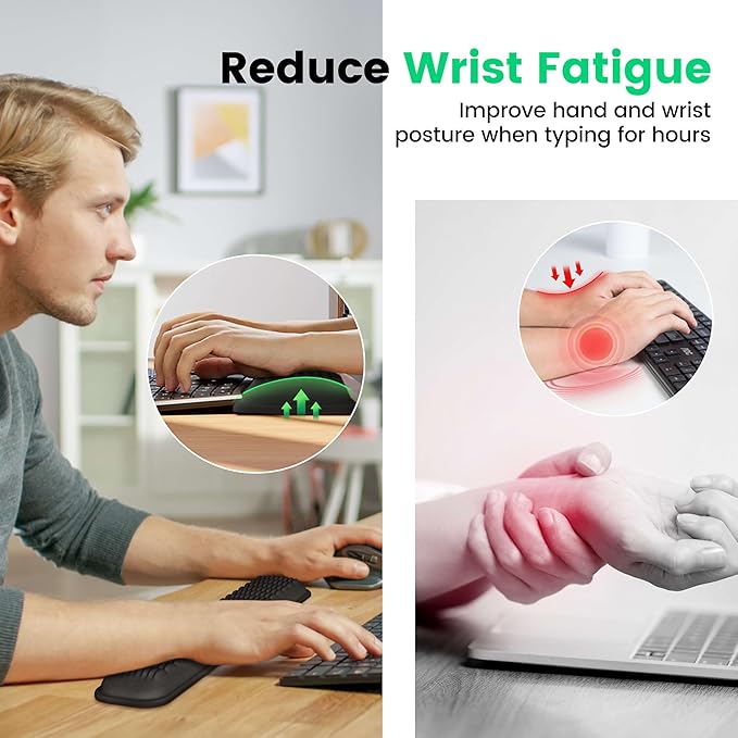 MEKASS Keyboard Wrist Rest for 60% Compact Keyboard, Ergonomic Soft Memory Foam Wrist Support with Non-Slip Silicone Base, Keyboard Pad Relieves Wrist Pain from Laptop, Computer, Typing (Pink)