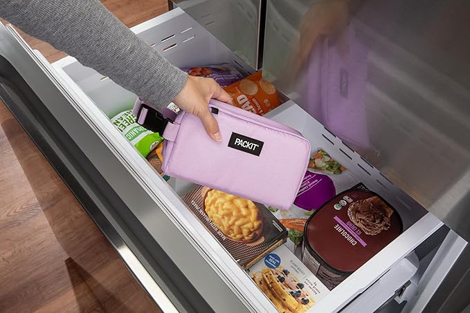 PackIt Freezable Small Insulated Snack Box, Lavender, with EcoFreeze Technology (Built-in Ice Pack), Mini Cooler or Small Lunch Bag, For Fresh Snacks On the Go, for Work, Gym, or Travel