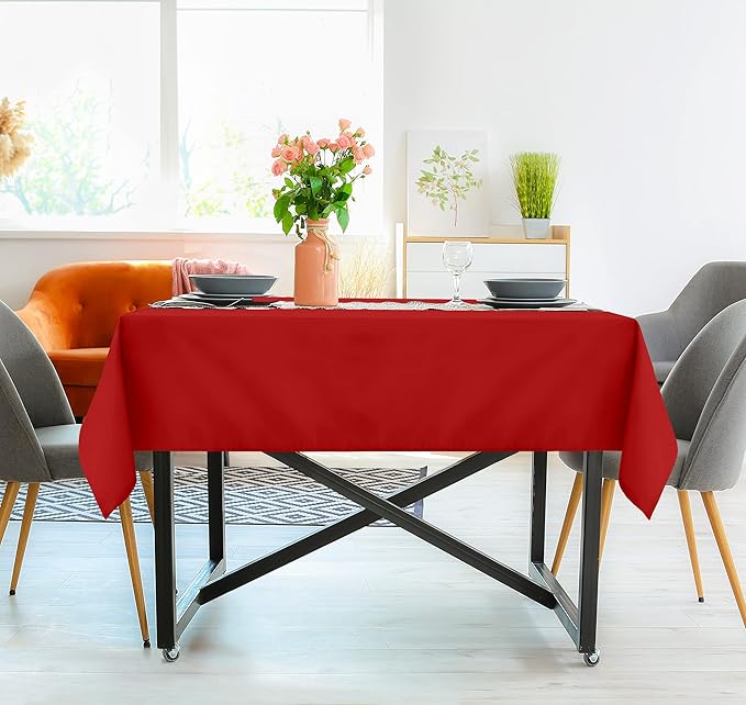 Utopia Kitchen Square Table Cloth 2 Pack (54x54 Inches, Red), Tablecloth Machine Washable, Polyester Table Cover for Dining, Buffet Parties, Picnics, Events, Weddings and Restaurants
