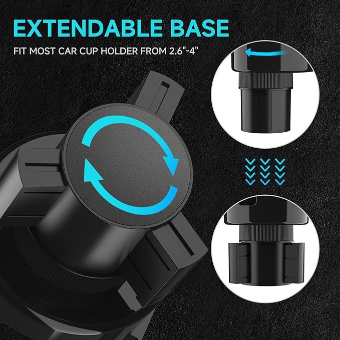 DYLEN Car Cup Holder Tray, Cup Holder Expander Adapter for Car, 9.5” Detachable Car Food Tray Table for Eating, Road Trip Essentials Fits Yeti, Hydro Flask 16-46 oz