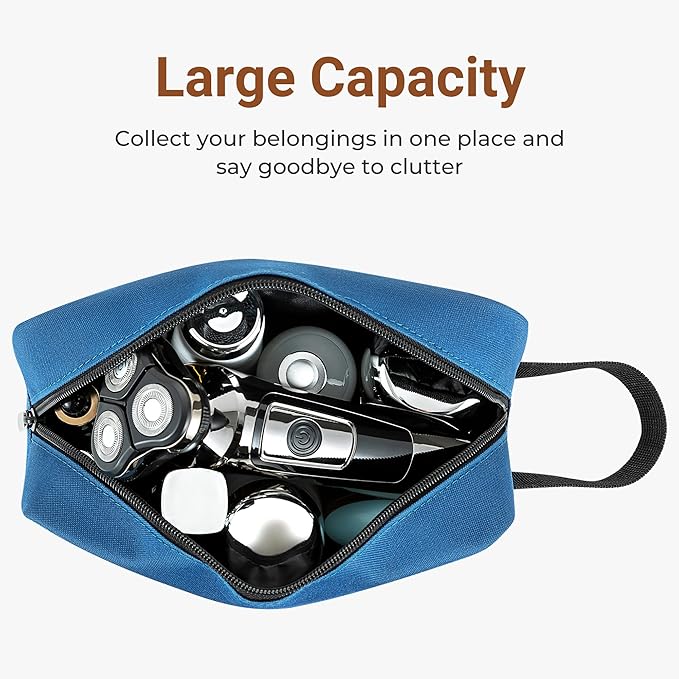 Elviros Travel Toiletry Bag for Women and Men,Lightweight Makeup Bag Hanging Dopp Kit with Shaving Compartment Cosmetic Organizer Small Tool Bag Travel Essentials,Gifts for Men(Navy Blue)