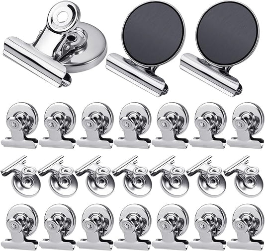 24Pack Refrigerator Magnets Magnetic Clips Fridge Magnets-Scratch Free Perfect for Note List Photo Displays Home School Office Use Magnets for Whiteboard Heavy Duty Magnetic Clips(Silver)