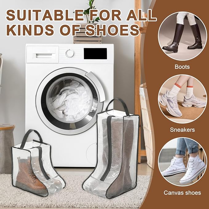 4 Pcs Boot Storage Bag, Portable Waterproof and Dustproof Boot Bags for Cowboy Boots (2*High + 2*Short)