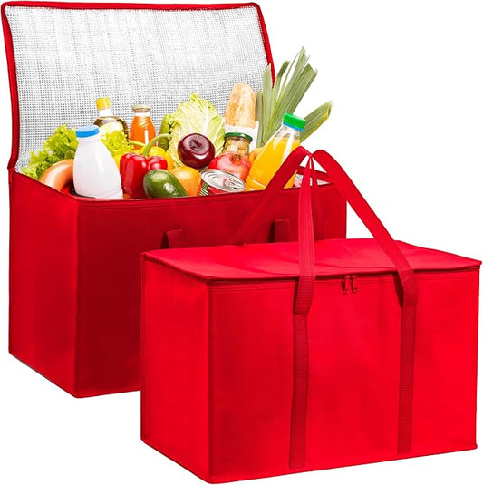 Carrywell Insulated Food Delivery and Catering Bags, XXXL Pizza Delivery and Reusable Warming Bag, Thermal Insulation Tote for Hot and Cold Food, Doordash, Not-Made In China
