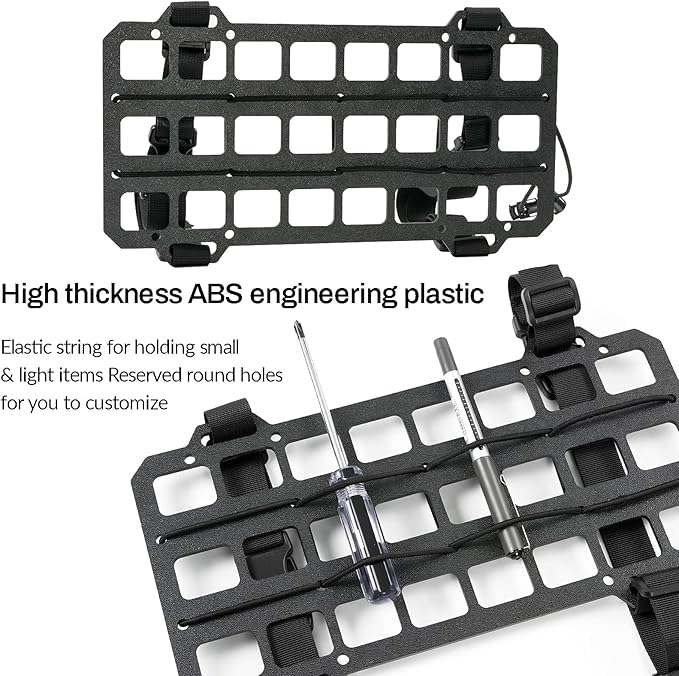 Vehicle Molle Panel Visor Organizer for Car Visor/Headrest/Seat Back - Tactical Gear Holder with Molle Pouches & EDC Tools
