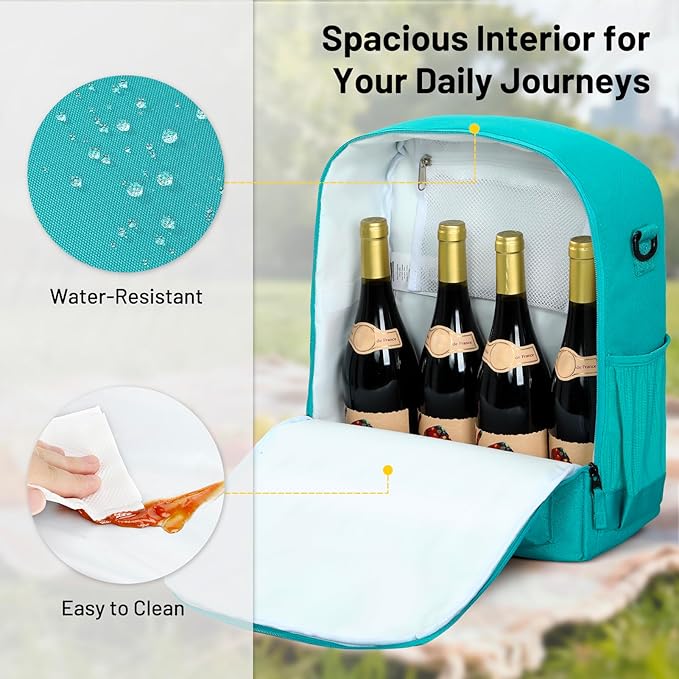 MIER Backpack Cooler 24 Cans Insulated Soft Cooler Bag with Detachable Double Decker Leakproof Lightweight Lunch Back Pack Women Men for Work Travel Picnic,Teal