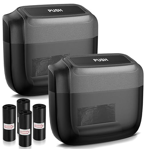 2 Packs Car Trash Can with Lid，Built-in Storage Garbage Bag，Leakproof Vehicle Trash，Car Accessories for Interior,Mini Garbage Bin for Automotive, Office, Kitchen,Bedroom，with 30pcs Trash Bags