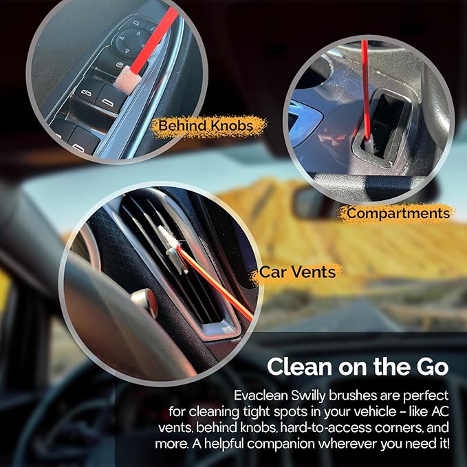 Evaclean Swilly Original Disposable Crevice Brushes - 100 Pack - Versatile Cleaning Tool for Tight Spaces, Window Tracks, Keyboards, Car Vents, and Household Use (Green)