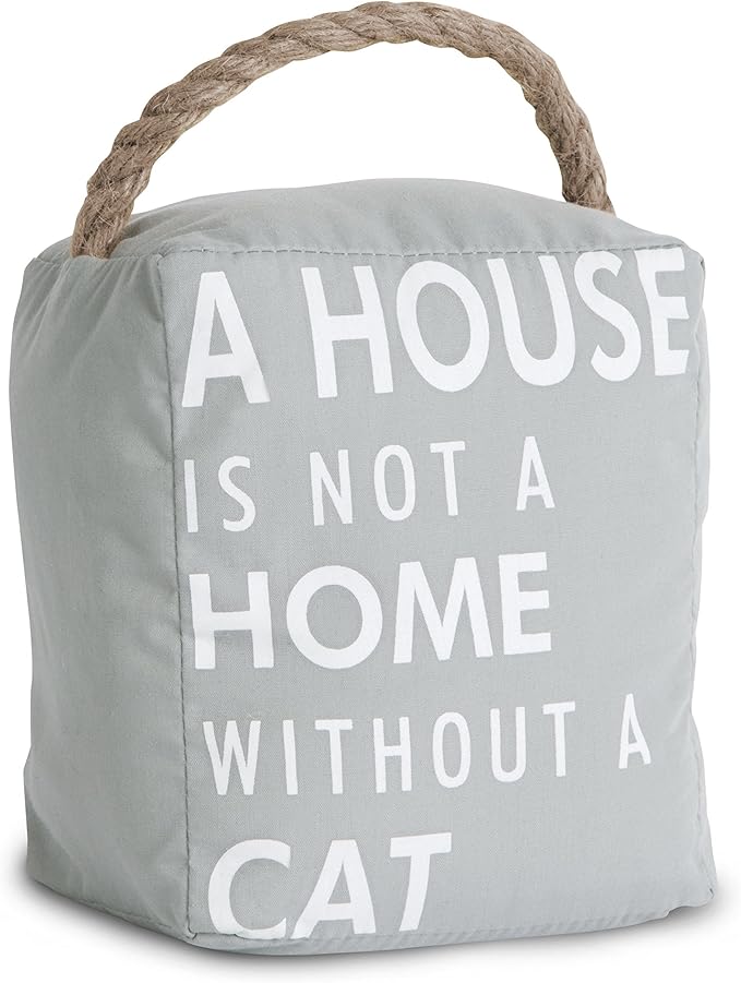 Pavilion Gift Company 72155 Cat Door Stopper, 5 by 6-Inch, Grey, White