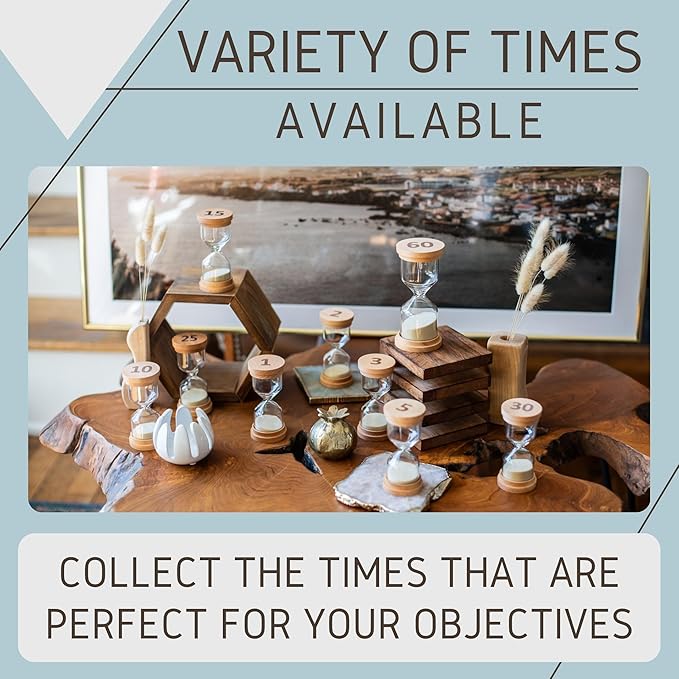 25 Minute Sand Hourglass Timer - Glass Sand Clock 25 Min - Modern Hourglass Watch with Wooden End Caps for Kids, Games, Classroom, Kitchen, Home or Office Decor
