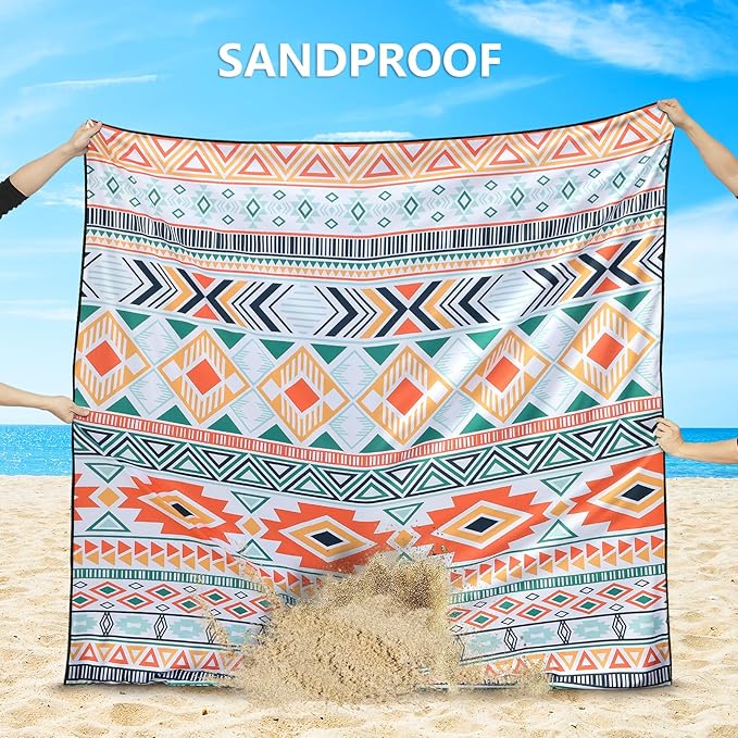 Beach Blanket Waterproof Sandproof Extra Large Beach Mat 79" X 83"/120"x108" for 1-8 Adults Quick Drying Durable Outdoor Picnic Mat for Beach Travel Camping Hiking