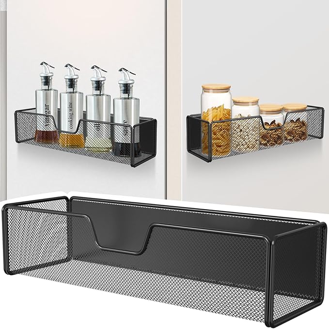 2 pack Magnetic Basket Organizer Holder for Fridge Magnetic Shelf Magnetic Storage Bin Box Containers for Refrigerator Whiteboard Classroom Magnetic Organizer