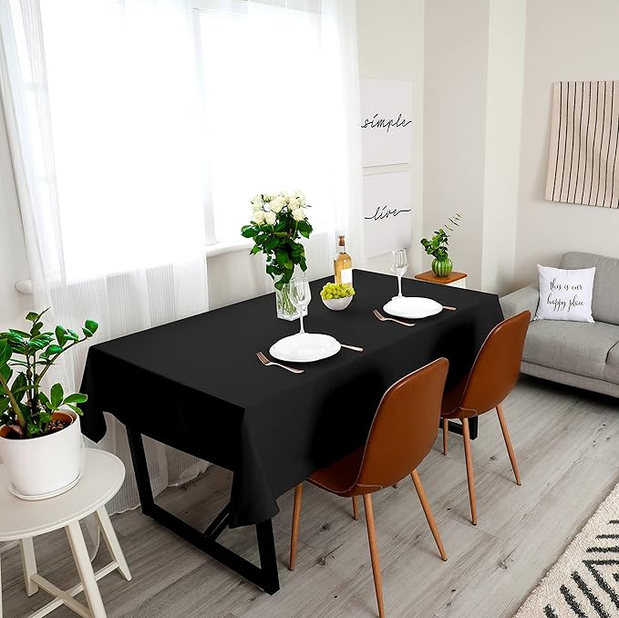 Utopia Kitchen Rectangle Table Cloth 2 Pack (90x132 Inches, Black), Machine Washable Tablecloth, Polyester Table Cover for Dining, Buffet Parties, Picnics, Events, Weddings and Restaurants