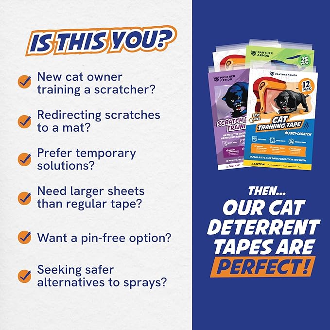 15 Pack Cat Scratch Furniture Protector Tape Sheets,Double-Sided Sticky Training (7 XL, 6 Large, 2 Medium), Anti-Scratch Couch & Sofa Guard, Clear, Not for Leather, Velvet, Microfiber