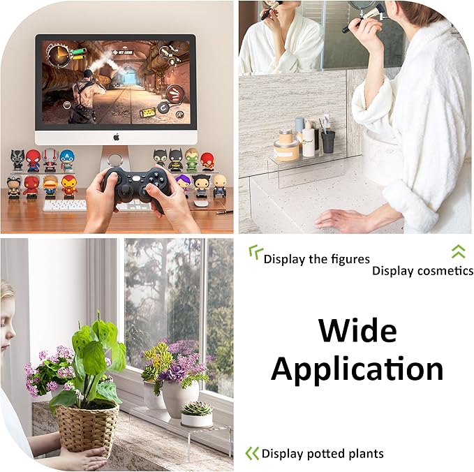 Acrylic Shelf Riser 12x5.1x4 pack of 2, Clear Acrylic Stand for Funko Pop, Collectibles, Brand Store, Home Storage Organizer, 12x5.1x4 Inch