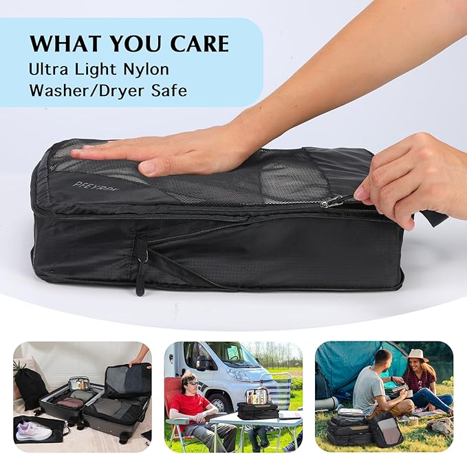 PFEYRPK Lightweight Compression Packing Cubes for Suitcases, Compressible Expandable Travel Packing Organizer with Clear Toiletries and Backpack Bag, Travel Essentials for Carry on Luggage 7 Set