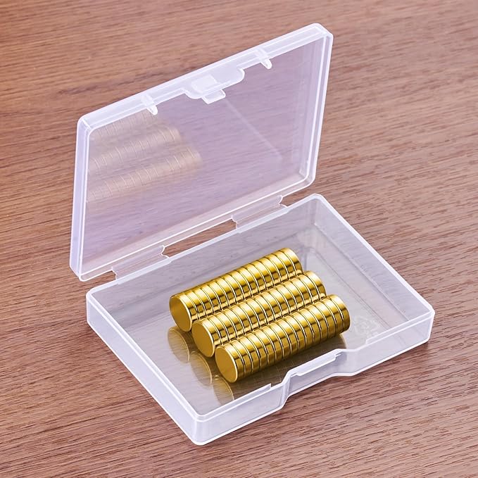 SMARTAKE 45 Pcs Refrigerator Magnets, 10x2.6mm Small Round Fridge Magnets, Multi-Use Premium Neodymium Office Magnets for Fridge, Whiteboard, Billboard in Home, Kitchen, Office and School (Gold)