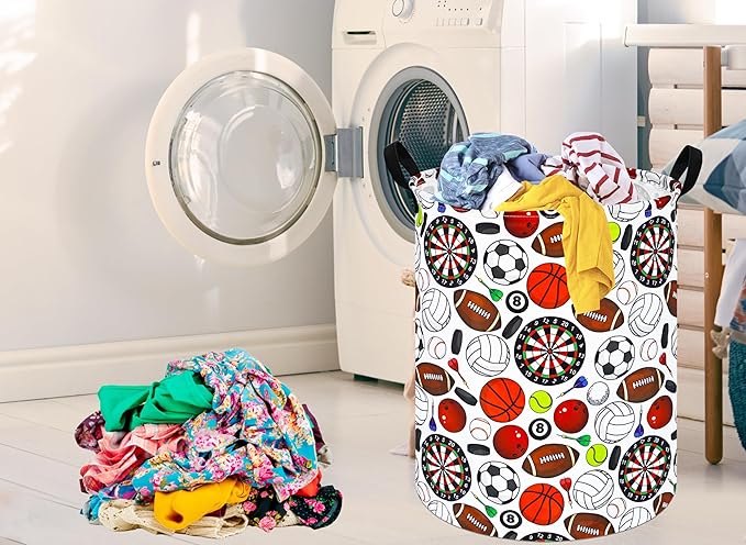 Basketball Pattern Baby Storage Basket Kids Hamper,Waterproof Nursery Bins Organizer Toy Box Laundry Basket Large Canvas for Home/Dorm/Office/Closet/Shelf/Boys Room Decorations