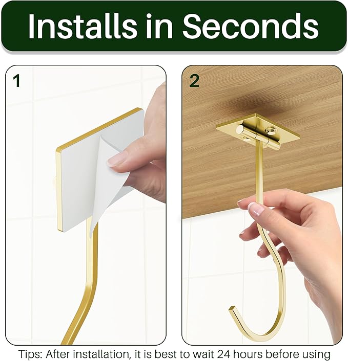 Under Cabinet Banana Hook Adhesive: Foldable Banana Hanger, Gold Metal Banana Holder for Kitchen & RV, Space-Saving Design, Folding with Magnets When Not in Use, Keep Bananas Fresh