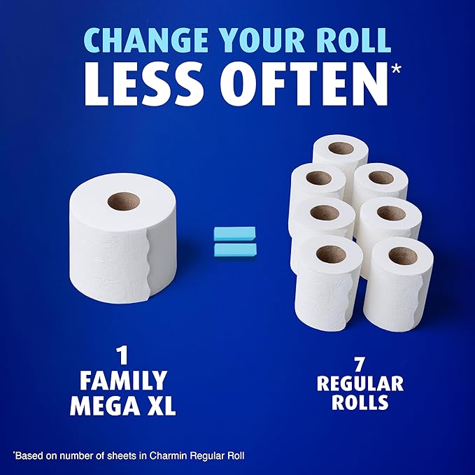 Charmin Ultra Soft Cushiony Touch Toilet Paper, 6 Family Mega XL Rolls = 42 Regular Rolls