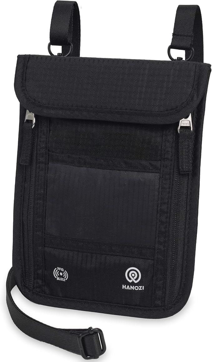 Travel Neck Wallet – Travel pouch and RFID Blocking Passport Holder for Women and Men - Slim Travel Wallet to Keep Your Cash, Passport, Credit Cards Safe. Easy to Conceal Passport Wallets.