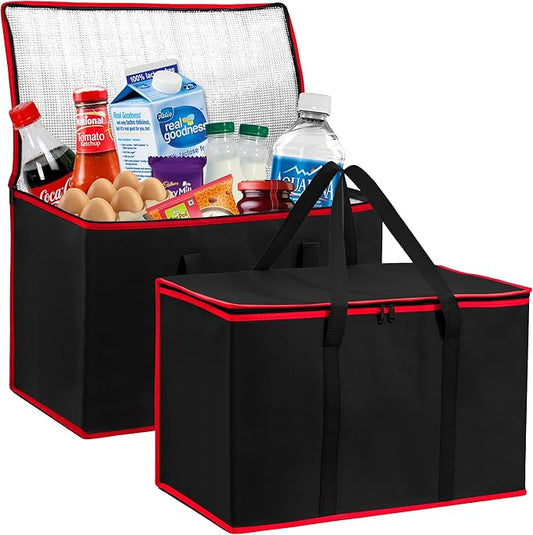 Carrywell Insulated Food Delivery Bags, XXXL Pizza Delivery and Reusable Warming Bag For Catering, Thermal Insulation Tote for Hot and Cold Food, Doordash, Not-Made In China,