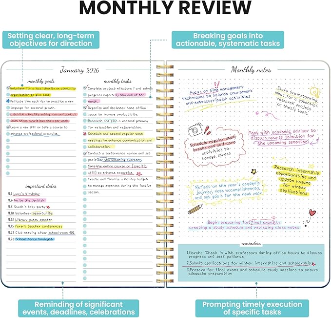 Monthly Planner 2026-2027, Aesthetic 2 Year Months Planner Calendar, 24-Months from January 2026 - December 2027, 26-27 Monthly Calendar Planner, Perfect for School Office Home, 7" x 10" - Sunset