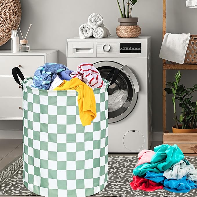 Sage Laundry Basket Kids Hamper Gifts Storage Basket Toys Box Large Canvas Collapsible Organizer Bins for Home/Dorm/Kitchen/Pet/Office/Closet/Shelf/Gift Baskets