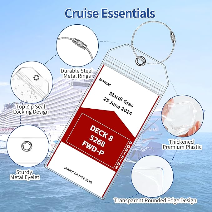 SEAVILIA 20 Pack Luggage Tags Travel & Cruise Essentials for NCL, Princess, Carnival, Royal Caribbean & Celebrity Cruise Ships