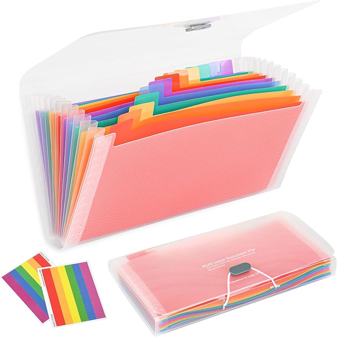 2 Pcs 13 Pockets Expanding File Folders,B6 Accordion Folders/Portable Receipt Organizer/for Receipts, Taxes, Monthly Bills, Cards, Checks, Coupons, Vouchers, Change