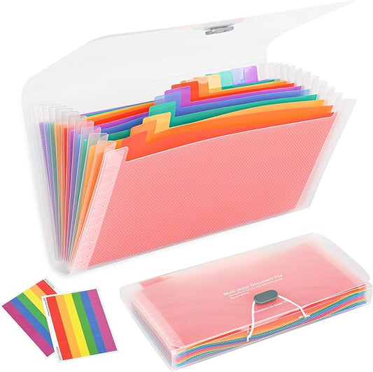 2 Pcs 13 Pockets Expanding File Folders,B6 Accordion Folders/Portable Receipt Organizer/for Receipts, Taxes, Monthly Bills, Cards, Checks, Coupons, Vouchers, Change