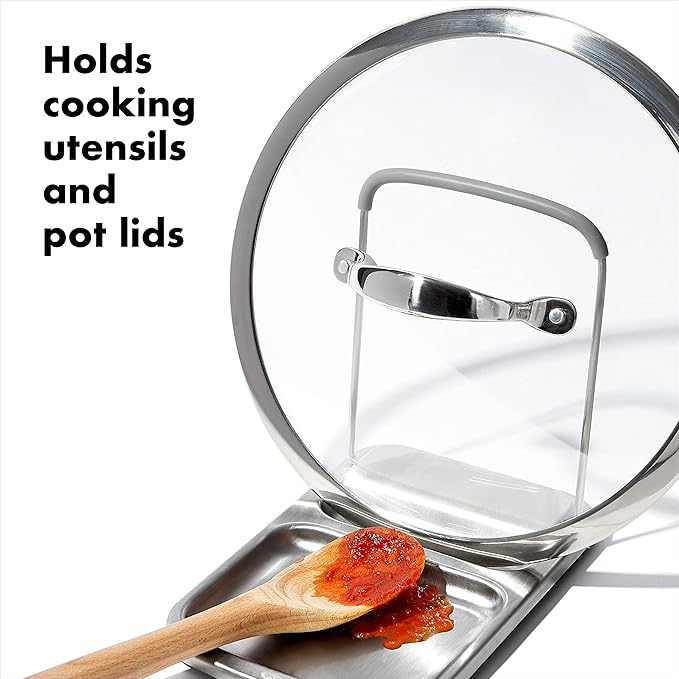 OXO Good Grips Stainless Steel Spoon Rest with Lid Holder