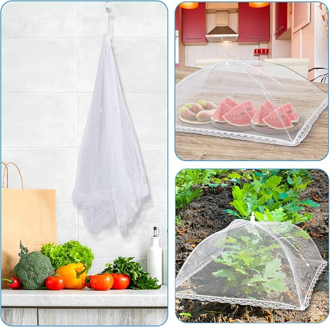 10 PACK Mesh Food Covers for Outside, Food Covers Outdoors Pop-up Food Tents 2 Extra Large (40"x24") & 8 Large (17"x17") for Picnic, Camping Supplies