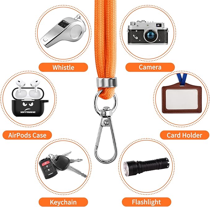 CACOE Phone Lanyard 2 Pcs-1 Pcs Adjustable Neck Strap, 1 Pcs Wrist Strap, 2 Pads, Universal Crossbody Multifuctional Cell Phone Lanyards Compatible with Most Smartphones(Orange)