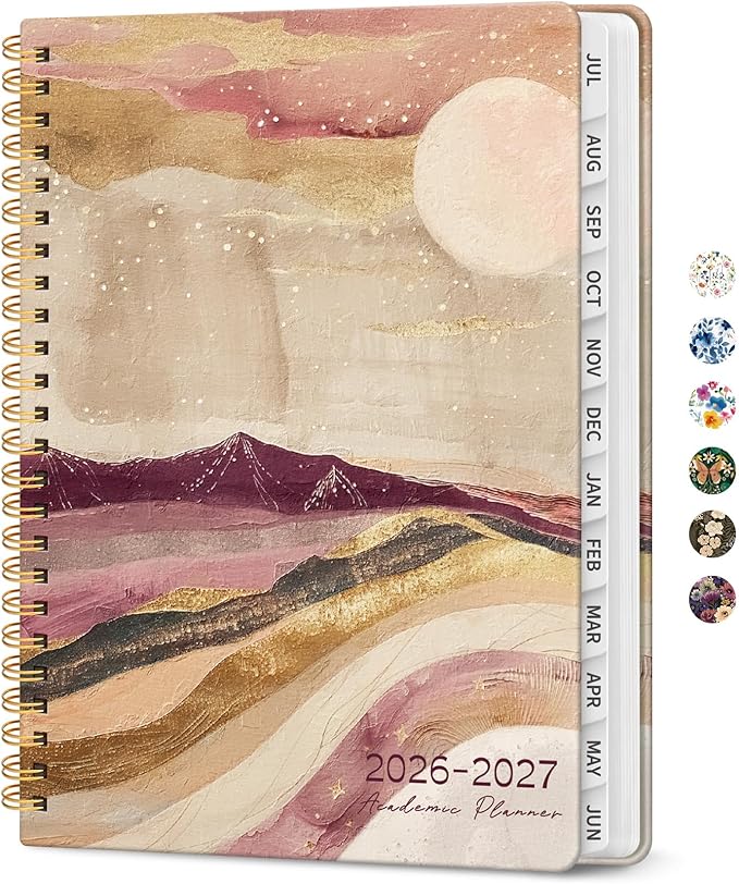 Planner 2026-2027, Academic Year Monthly and Weekly Calendar Planner, Jul 2026 - Jun 2027, Hardcover Teacher Student Planning Agenda book with Tabs, Perfect for School Office Supplies, 8.5" x 11" - Landscape