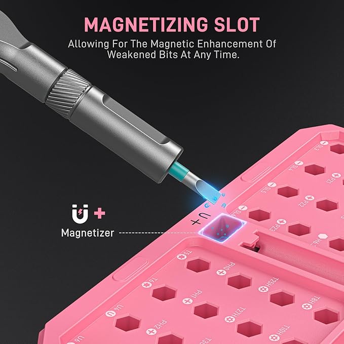 Professional 42-in-1 Magnetic Screwdriver Tool Kit - Multi-functional Precision Bits for PC, Camera, Smartphone, Furniture, Bike – Ideal for Electronics & Home Repairs, Pink