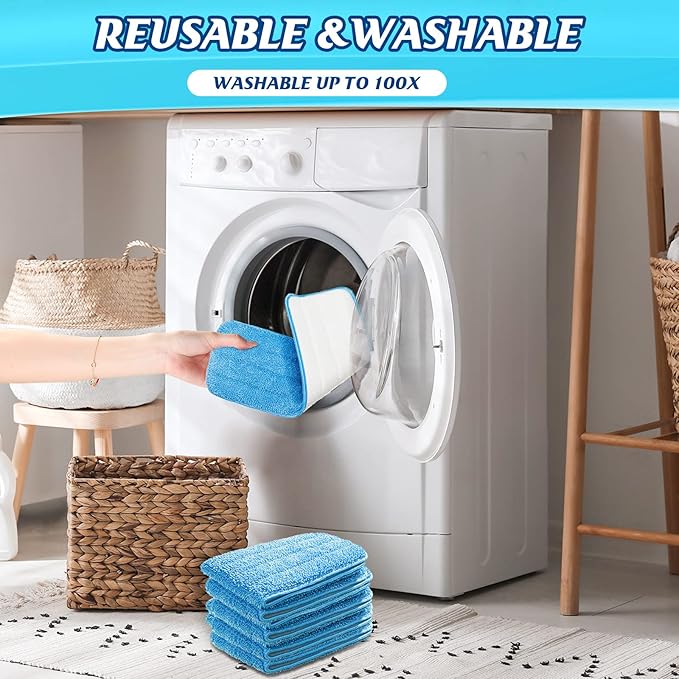 Gandeer 48 Pcs Microfiber Mop Pads Machine Washable Cleaning Flat Mop Head Replacement Reusable Household Pads for Hardwood and Hard Surface Floor Cleaning and Scrubbing