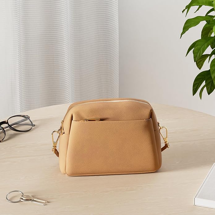 FashionPuzzle Triple Zip Small Crossbody Bag