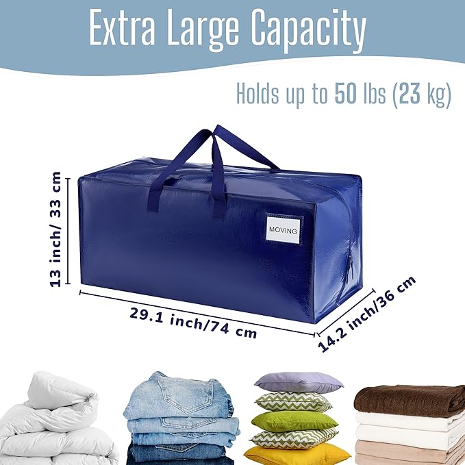 VENO 2 Pack Heavy Duty Moving Bags with Backpack Straps, Zippers & Handles, Extra Large Packing Bags for College Dorm Essentials, Moving Supplies Alternative to Cardboard Moving Boxes
