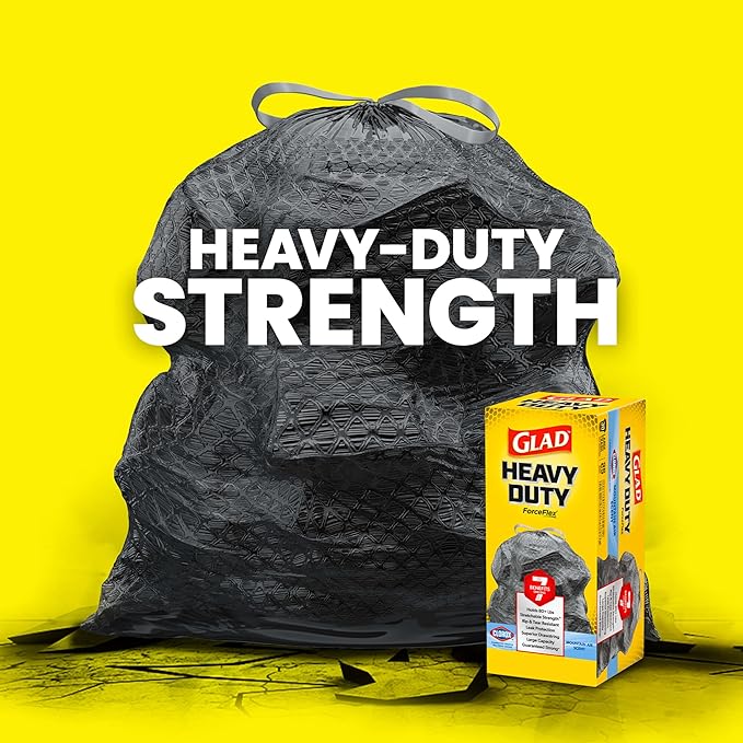 Glad Large 30 Gallon Trash Bags, Clorox Mountain Air Heavy Duty Garbage Bags, Forceflex with Drawstring, 25 Count (Packaging May Vary) (Pack of 6)