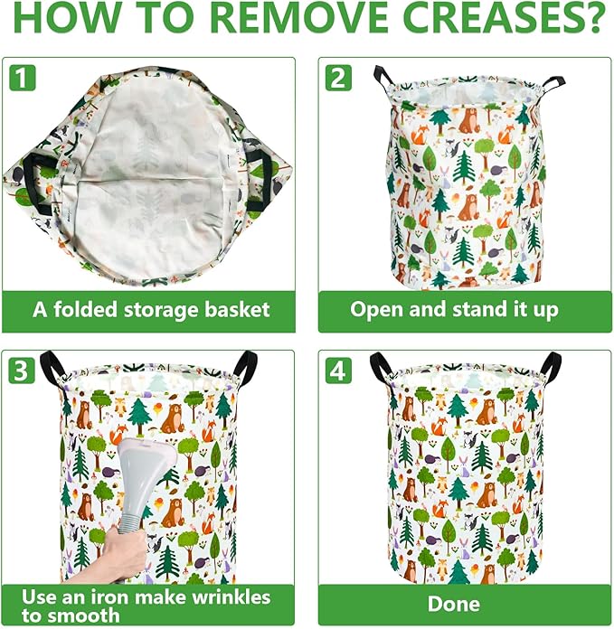 Kids Animal Laundry Basket Nursery Hamper Storage Bins Gift Basket Clothes Organizer Toy Box Large Canvas Collapsible Chest for Home/Dorm/Kitchen/Pet/Office/Closet/Shelf/Room Decor